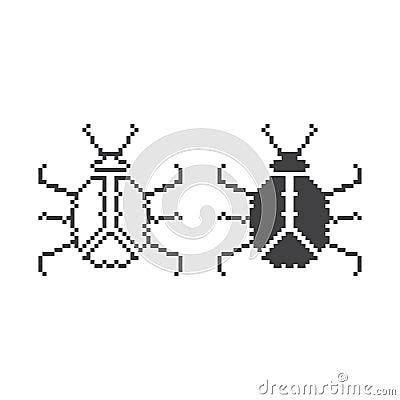 Beetle, bug, insect pest. Pixel art 8 bit vector icon illustration Cartoon Illustration