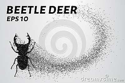 Beetle deer of the particles. Beetle deer consists of small circles. Vector illustration Vector Illustration