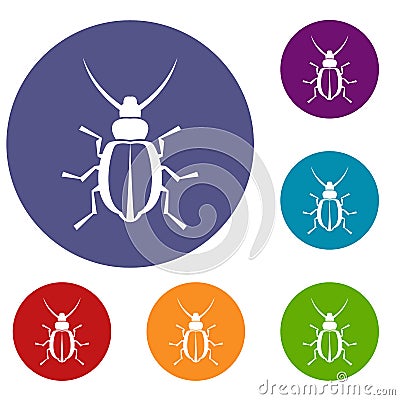 Beetle icons set Vector Illustration