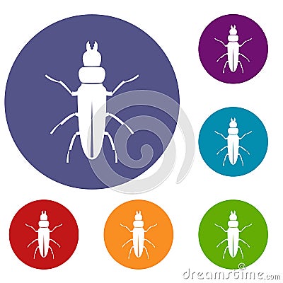 Beetle insect icons set Vector Illustration