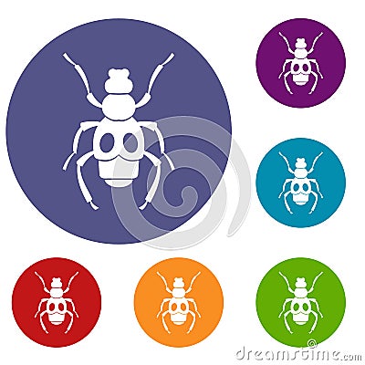 Beetle insect icons set Vector Illustration