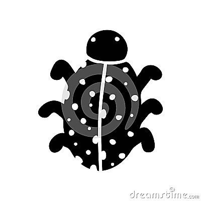 Beetle, insect, ladybug flat line art illustration in doodle style. Cute ladybug. Insect icon. Vector Illustration