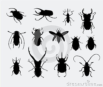 Beetle Silhouettes Vector Illustration