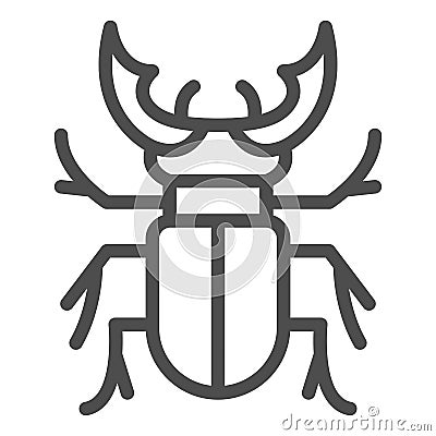 Beetle stag line icon, Bugs concept, Deer beetle sign on white background, Stag-beetle icon in outline style for mobile Vector Illustration