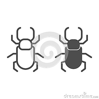 Beetle stag line and solid icon, Insects concept, stag-beetle sign on white background, large beetle with branched jaws Vector Illustration