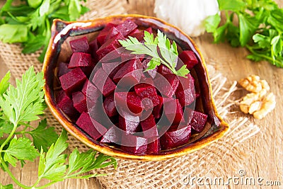 Beetroot (beet) chopped Stock Photo