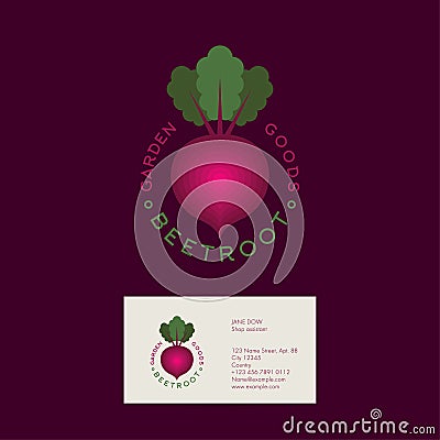 Beetroot logo. Garden goods or organic market emblems. Vector Illustration