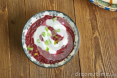 Beetroot onion seed soup Stock Photo