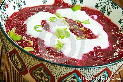 Beetroot onion seed soup Stock Photo