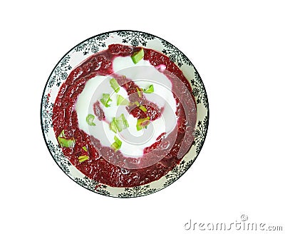 Beetroot onion seed soup Stock Photo