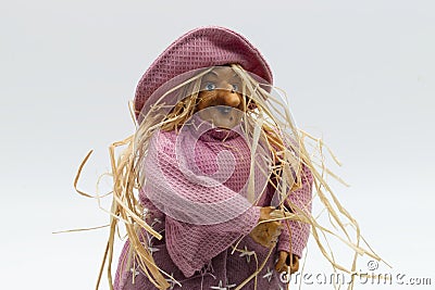 The Befana with yellow straw hair. Traditional witch costume for Italian Epiphany day Stock Photo