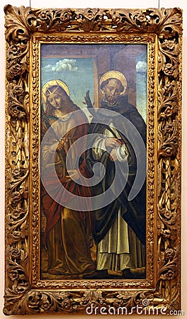 Befendente Ferrari: St. Catherine of Alexandria and St. Peter Martyr Editorial Stock Photo