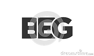 BEG logo design template with strong and modern bold text. Initial based vector logotype featuring simple and minimal typography. Vector Illustration