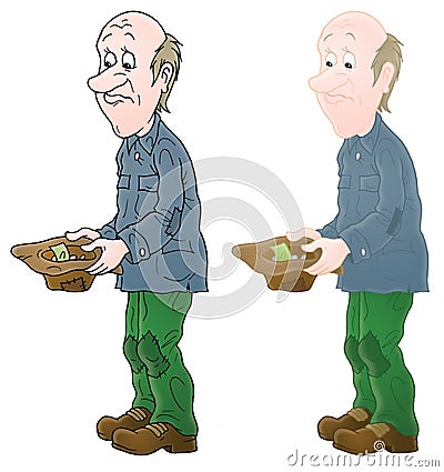 Beggar Cartoon Illustration