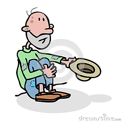 Beggar homeless Cartoon Illustration