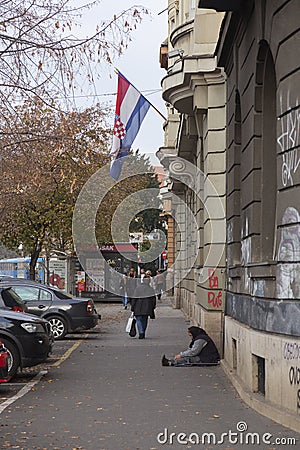 Beggar on the street Editorial Stock Photo