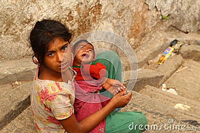 Beggar in Swayambhunath Editorial Stock Photo