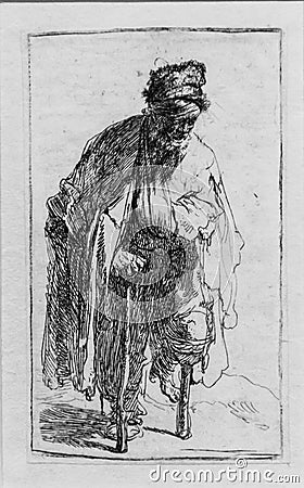 A Beggar with a Wooden Leg, Rembrandt van Rijn Editorial Stock Photo