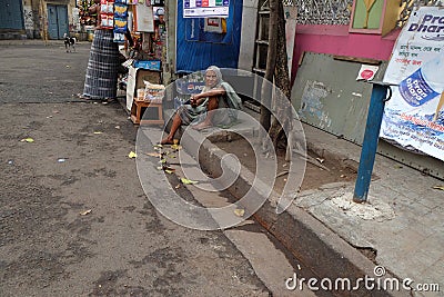Beggars in front of Sree Sree Chanua Probhu Temple in Kolkata Editorial Stock Photo