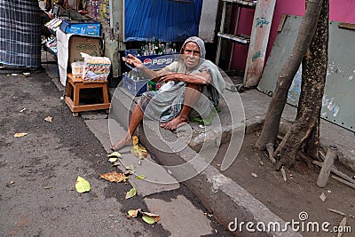 Beggars in front of Sree Sree Chanua Probhu Temple in Kolkata Editorial Stock Photo