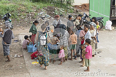 Beggars in Myanmar Editorial Stock Photo
