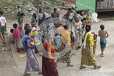 Beggars in Myanmar Editorial Stock Photo