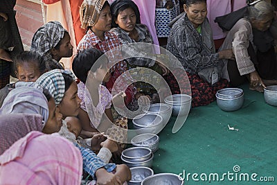 Beggars in Queue Editorial Stock Photo