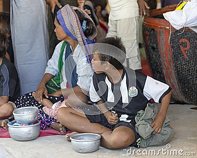 Beggars in Queue Editorial Stock Photo