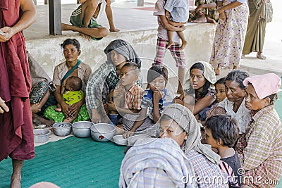 Beggars in Queue Editorial Stock Photo