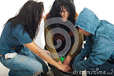 Beggars search in garbage Stock Photo