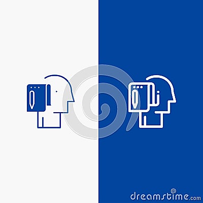 Begin, Start From Scratch, List, Note, Start Line and Glyph Solid icon Blue banner Line and Glyph Solid icon Blue banner Vector Illustration