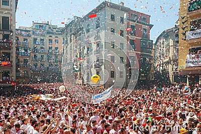 Begining of San Fermin feast Editorial Stock Photo