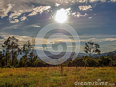 Begining of a sunset in an Andean plateau Stock Photo