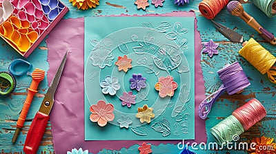 Beginner Embossing Kits for First-Time Crafters Stock Photo