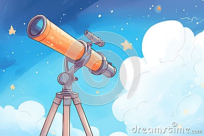 beginners telescope against galaxy scenery Stock Photo