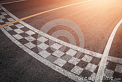 The beginning of racing on the road racetrack background Stock Photo