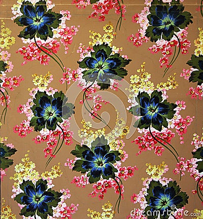 Original textile fabric ornament. Crock is hand-painted with gouache. Stock Photo