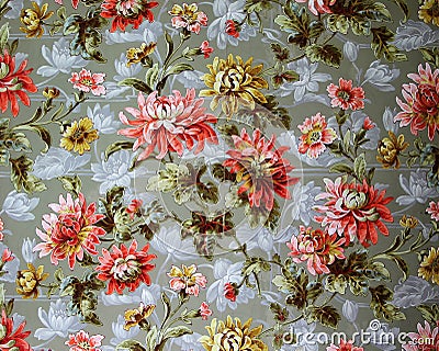 Original textile fabric ornament of the Modern style. Crock is hand-painted with gouache. Editorial Stock Photo