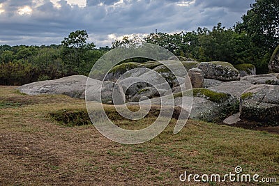 Beglik Tash rock sanctuary in Bulgaria Stock Photo