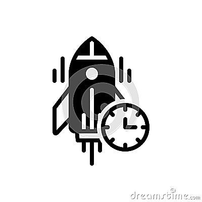 Black solid icon for Begun, start and time Vector Illustration