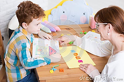 Behavior therapy with pedagogue Stock Photo