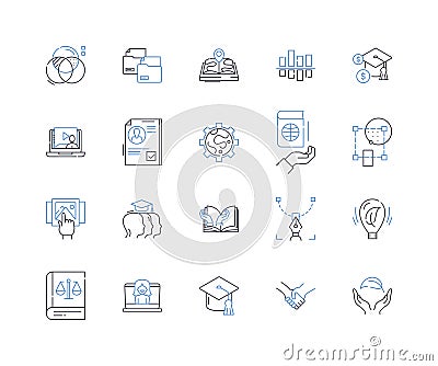 Behavioral economics line icons collection. Incentives, Irrationality, Decision-making, Heuristics, Biases, Emotions Vector Illustration