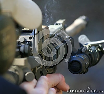 Behind an Assault Rifle Stock Photo