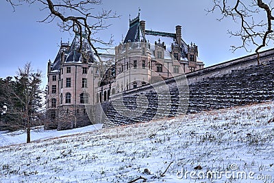 Behind Biltmore House In Snow Editorial Stock Photo