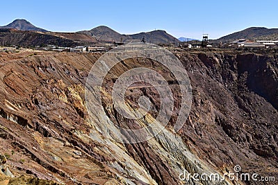 Mining town open copper pit Stock Photo