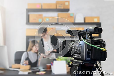 Behind the film shooting video,movie,vlog digital camera. Stock Photo