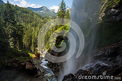 Behind the Johannes wasserfall, or Johannesfall, near Obertauern, Austria Stock Photo