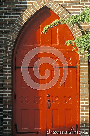 Behind the Red Door Church in Westfield New York Stock Photo