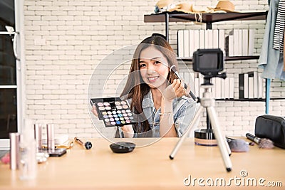 Behind the scene to live beauty make-up online Stock Photo