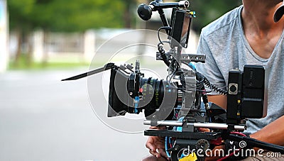 Behind the scenes of movie shooting or video production. Stock Photo